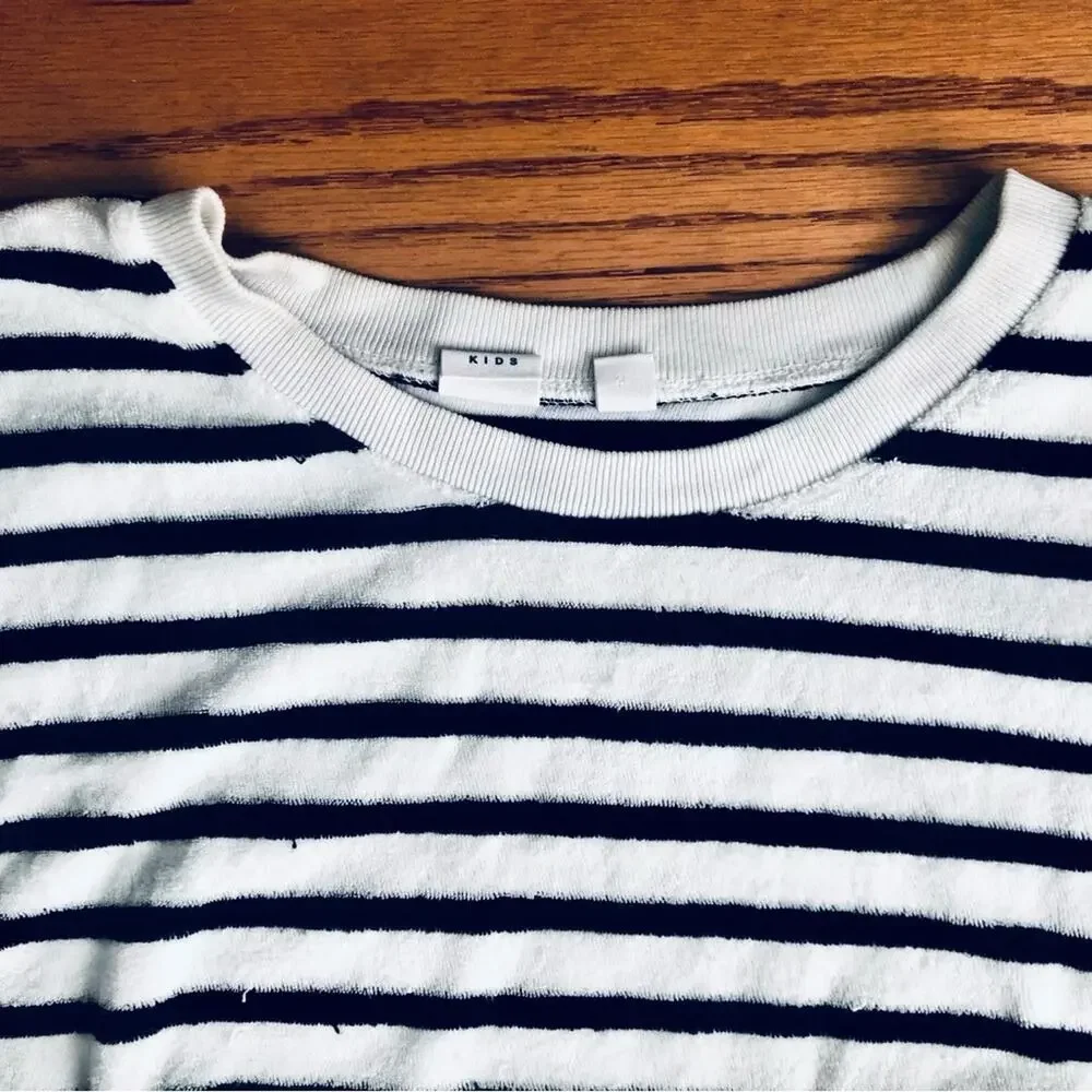 Gap Kids Terry Cloth Striped White Black Shirt Short Set Girl’s Size XXL (14-16)